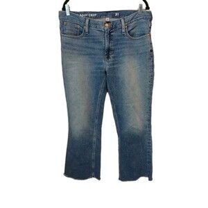 J.Crew Women Jeans Demi Boot Cut Sz 31 Stretch Kick Crop Raw Hem 36x24 BD394